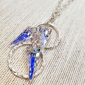 Swarovski Crystal spikes and hammered ring necklace